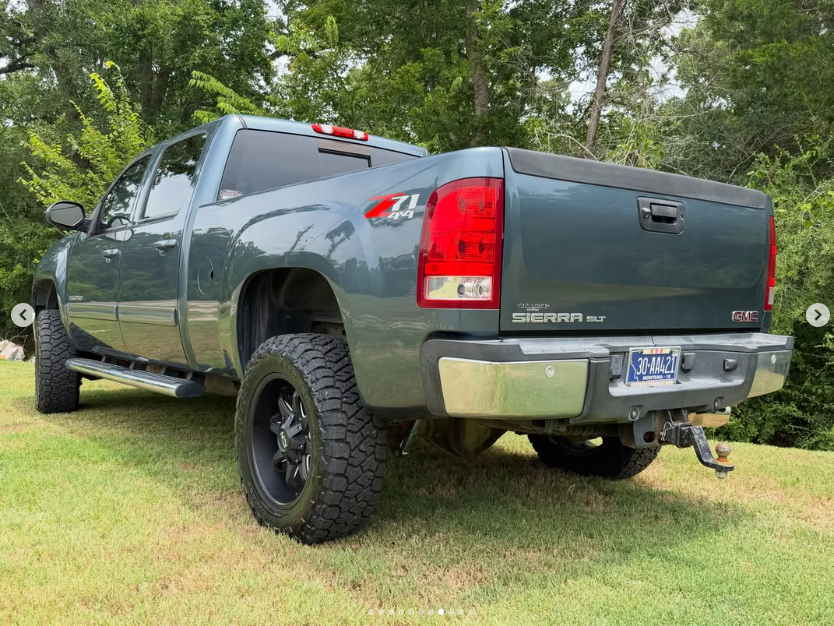 Rear three-quarter view of the GMC